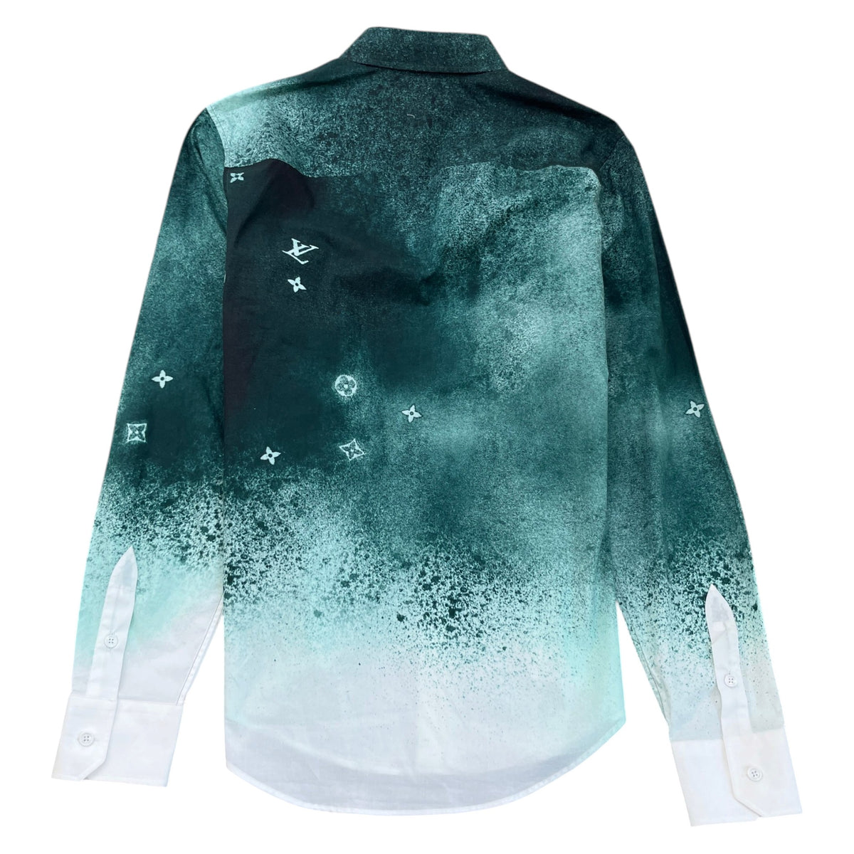 Men's Monogram Spray Graphic Long Sleeve Shirt Green Size S - Photo 2
