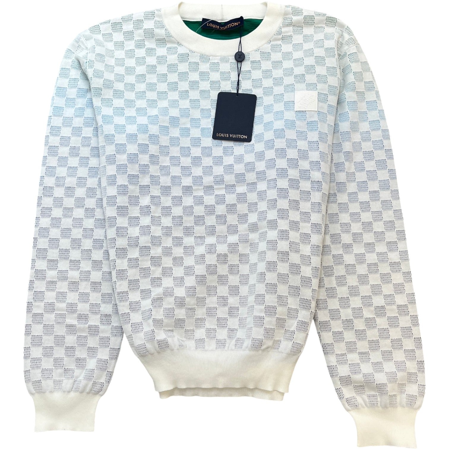 Men's Damier Gradient Jacquard Sweatshirt White Size M - Photo 1