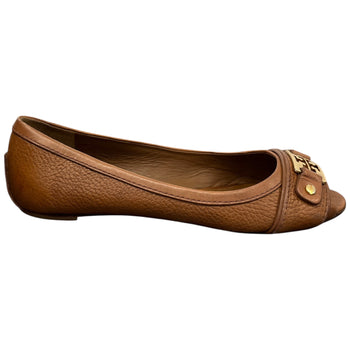 Women's Cline Peep Toe Ballet Flats Loafers Brown Size EU 38.5 / UK 5.5