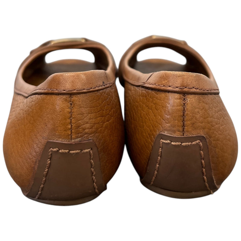 Women's Cline Peep Toe Ballet Flats Loafers Brown Size EU 38.5 / UK 5.5