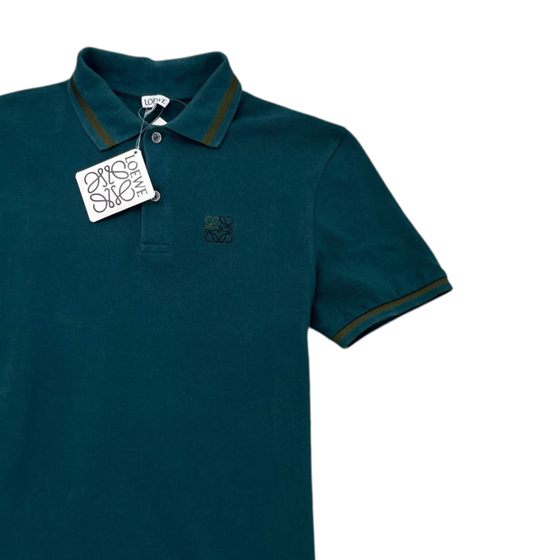 Men's Embroidered Logo Polo Shirt Green Size XS