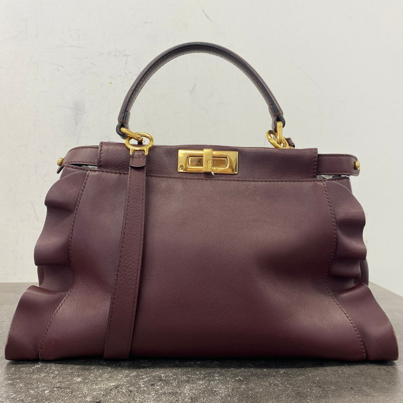 Women's Medium Wave Peekaboo Handbag Burgundy