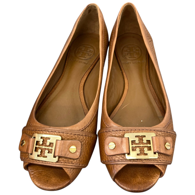 Women's Cline Peep Toe Ballet Flats Loafers Brown Size EU 38.5 / UK 5.5