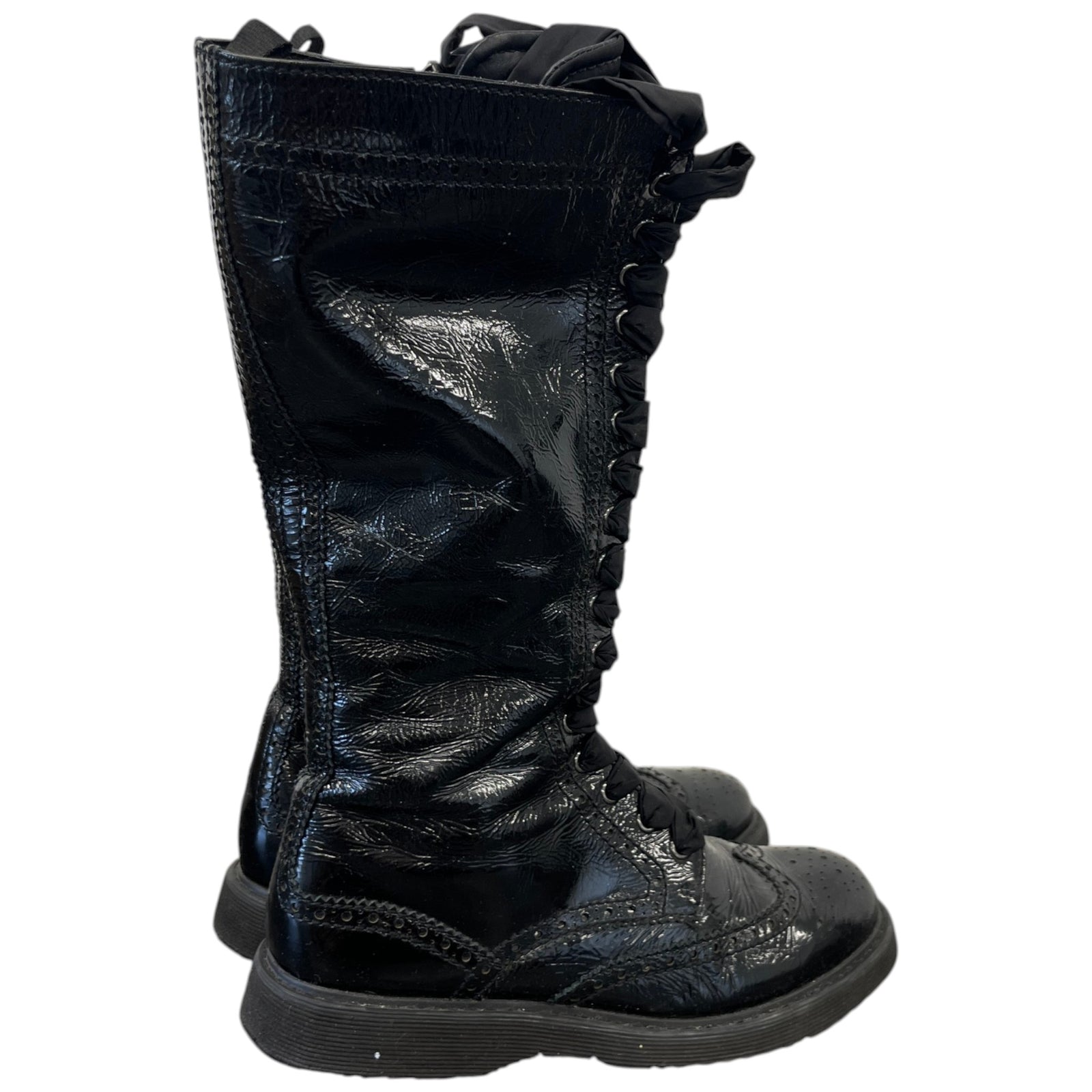 Women's Knee High Lace Up Boots Black Size EU 37 / UK 4 - Photo 8