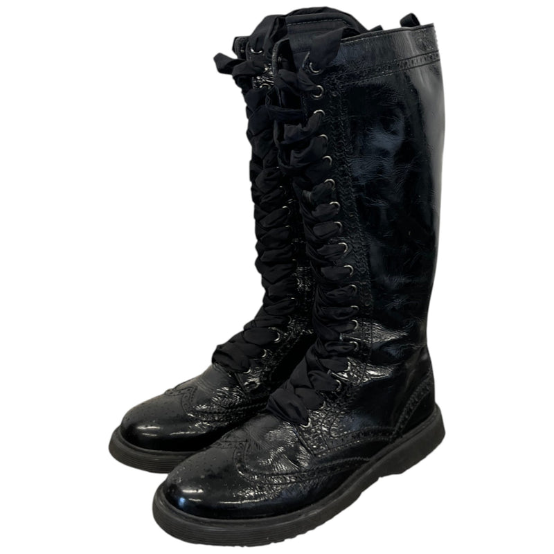 Women's Knee High Lace Up Boots Black Size EU 37 / UK 4
