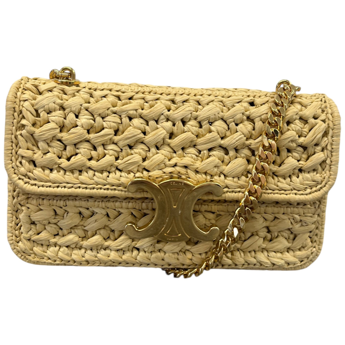 Women's Calude Raffia Effect Shoulder Clutch Beige - Photo 1