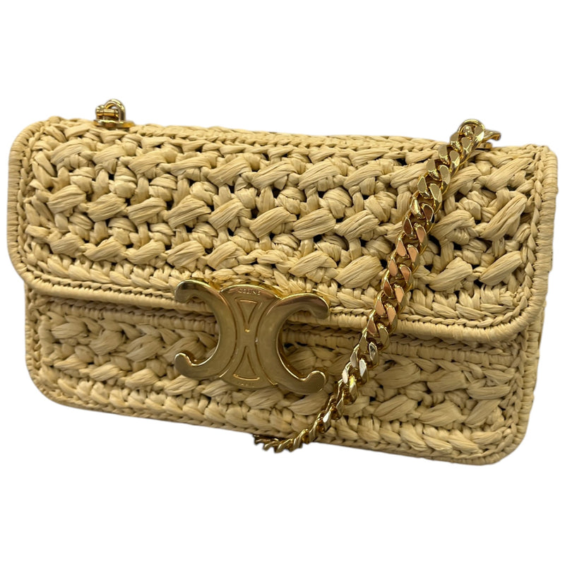 Women's Calude Raffia Effect Shoulder Clutch Beige
