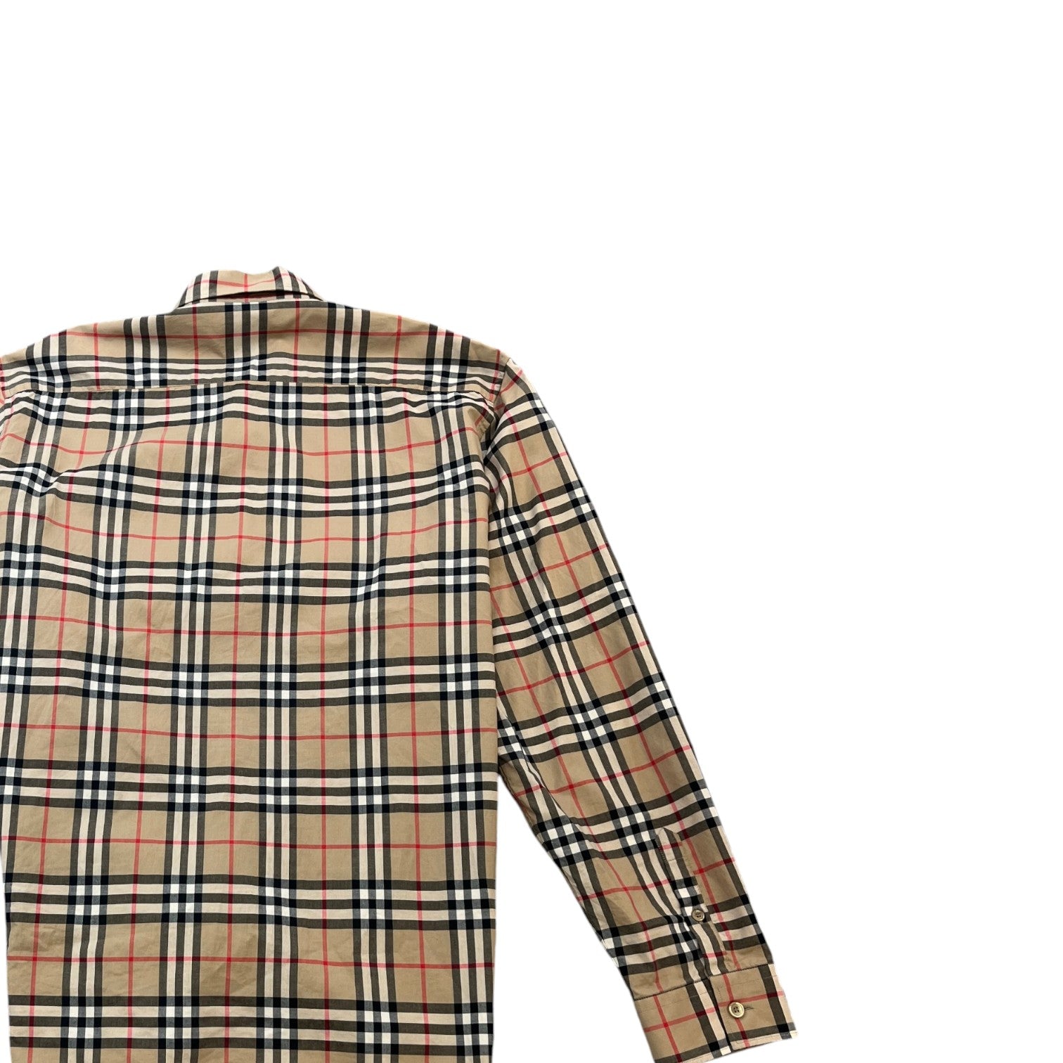 Men's Check Logo Long Sleeve Shirt Beige Size XXL - Photo 4