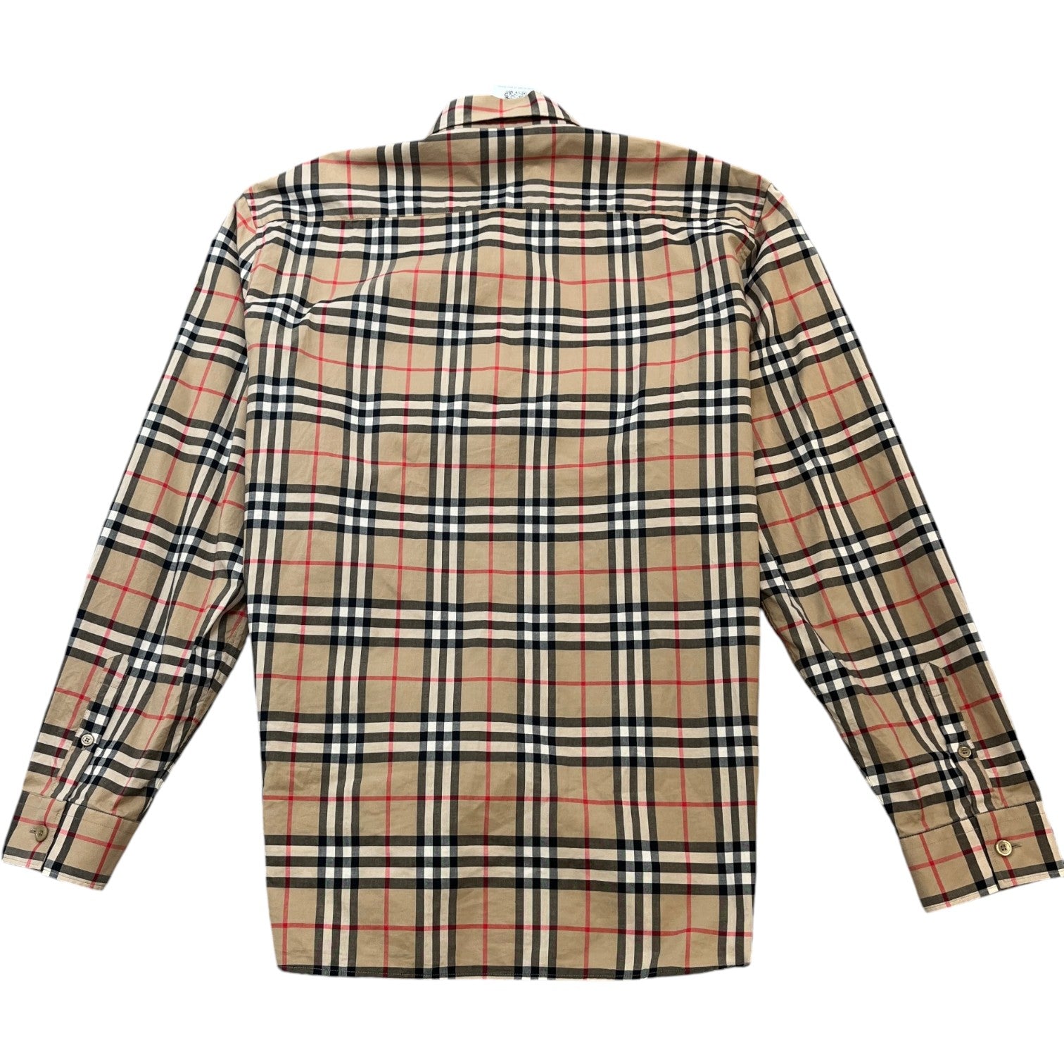 Men's Check Logo Long Sleeve Shirt Beige Size XXL - Photo 2