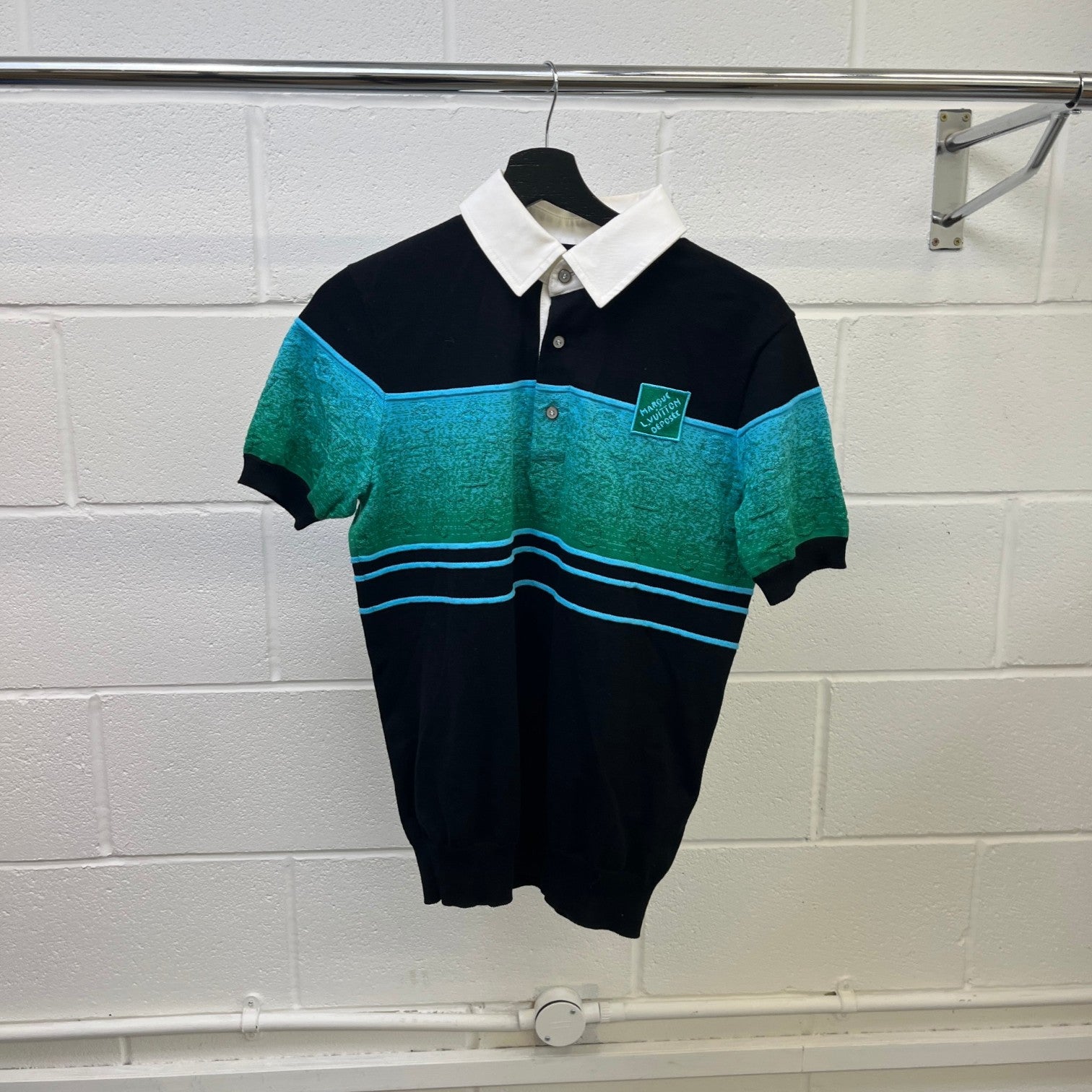 Men's Iridescent Jacquard Polo Shirt Black Size XS - Photo 9