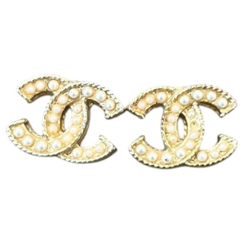 Women's CC Faux Pearl Stud Earrings Beige