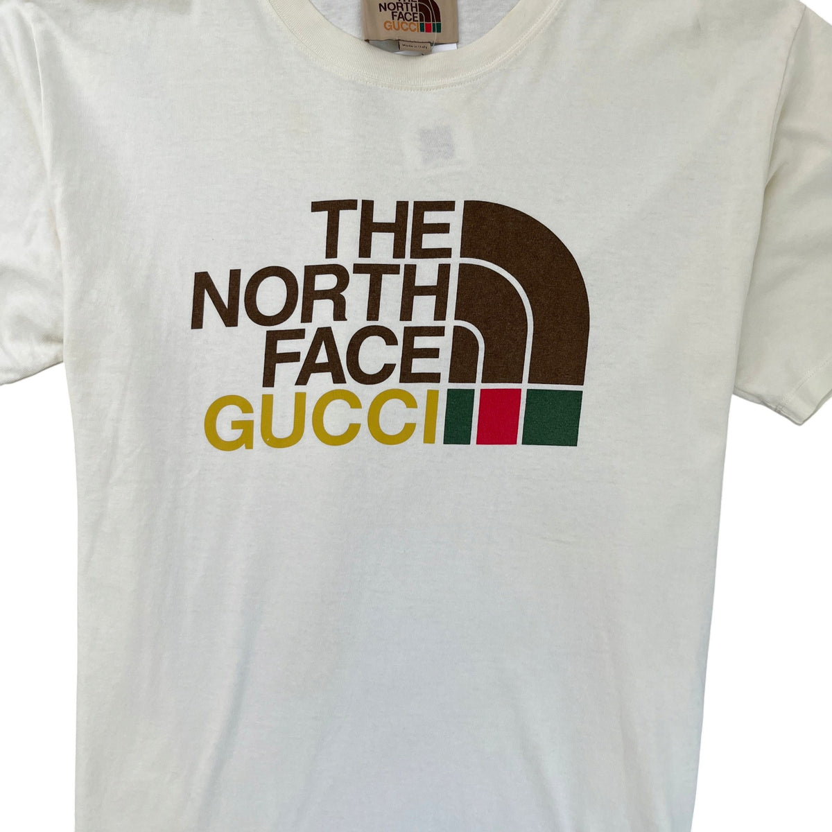 Men's X The North Face Logo Print T-Shirt Cream Size M - Photo 5