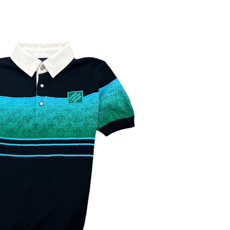 Men's Iridescent Jacquard Polo Shirt Black Size XS