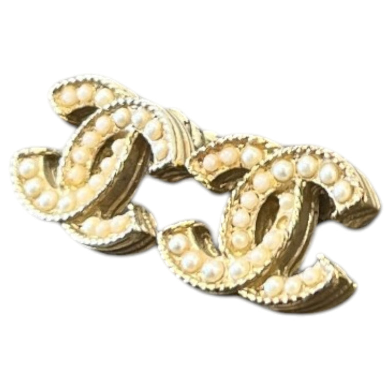 Women's CC Faux Pearl Stud Earrings Beige