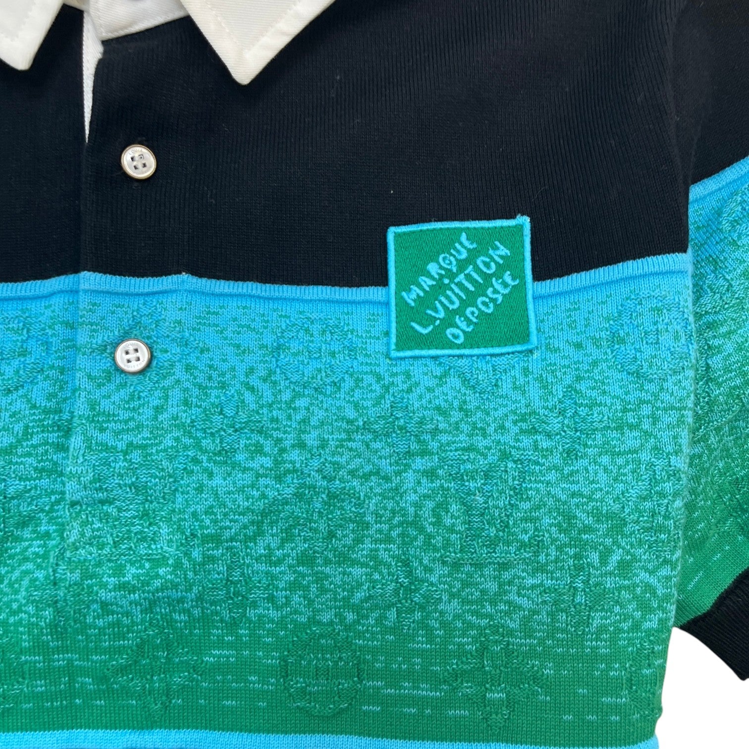 Men's Iridescent Jacquard Polo Shirt Black Size XS - Photo 6