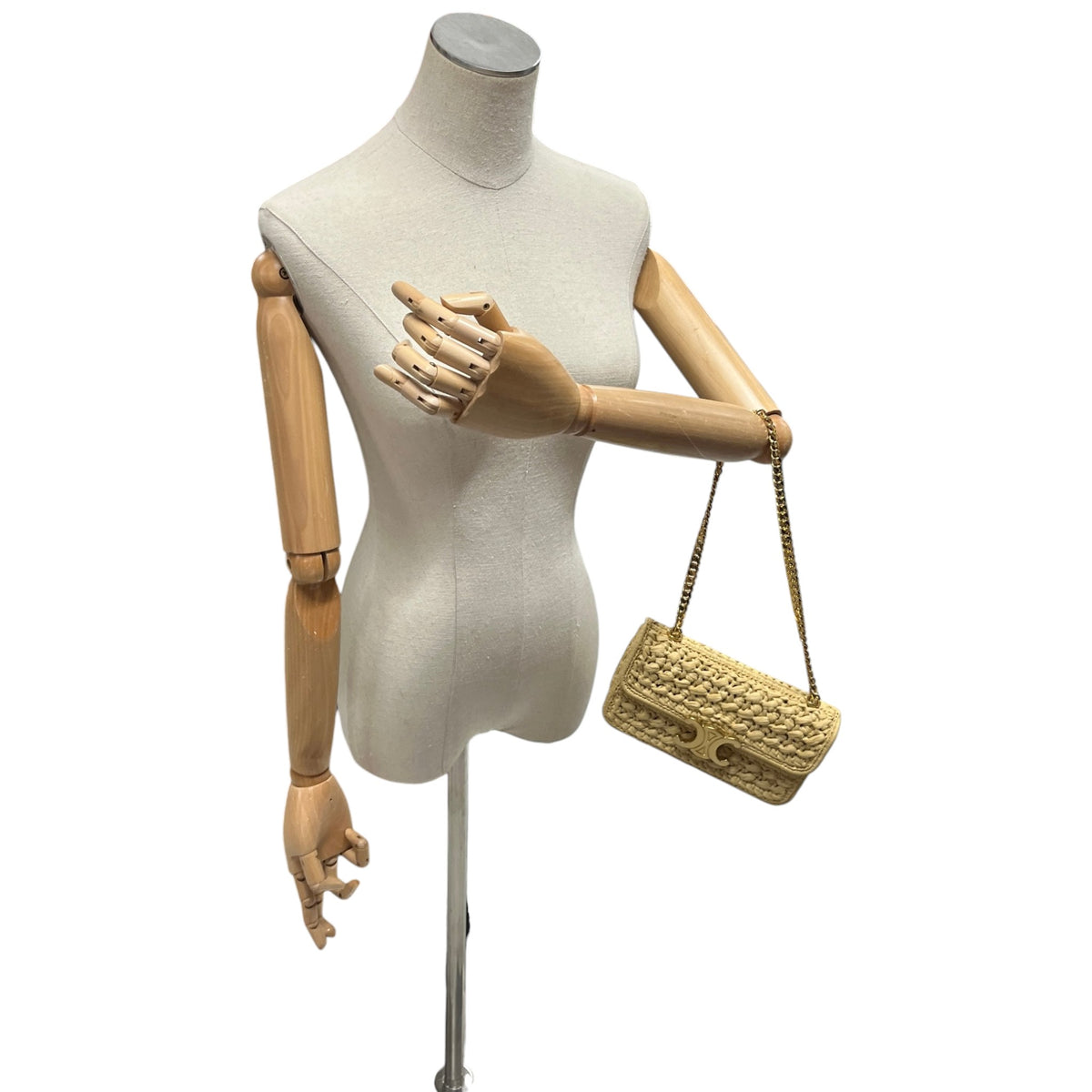 Women's Calude Raffia Effect Shoulder Clutch Beige - Photo 2