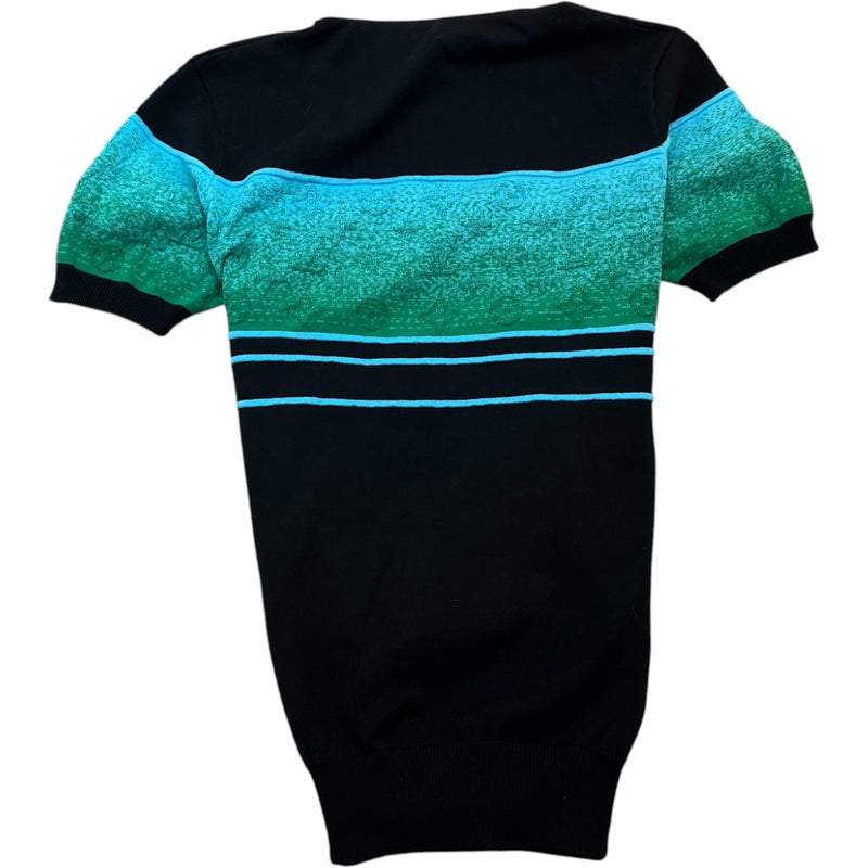 Men's Iridescent Jacquard Polo Shirt Black Size XS