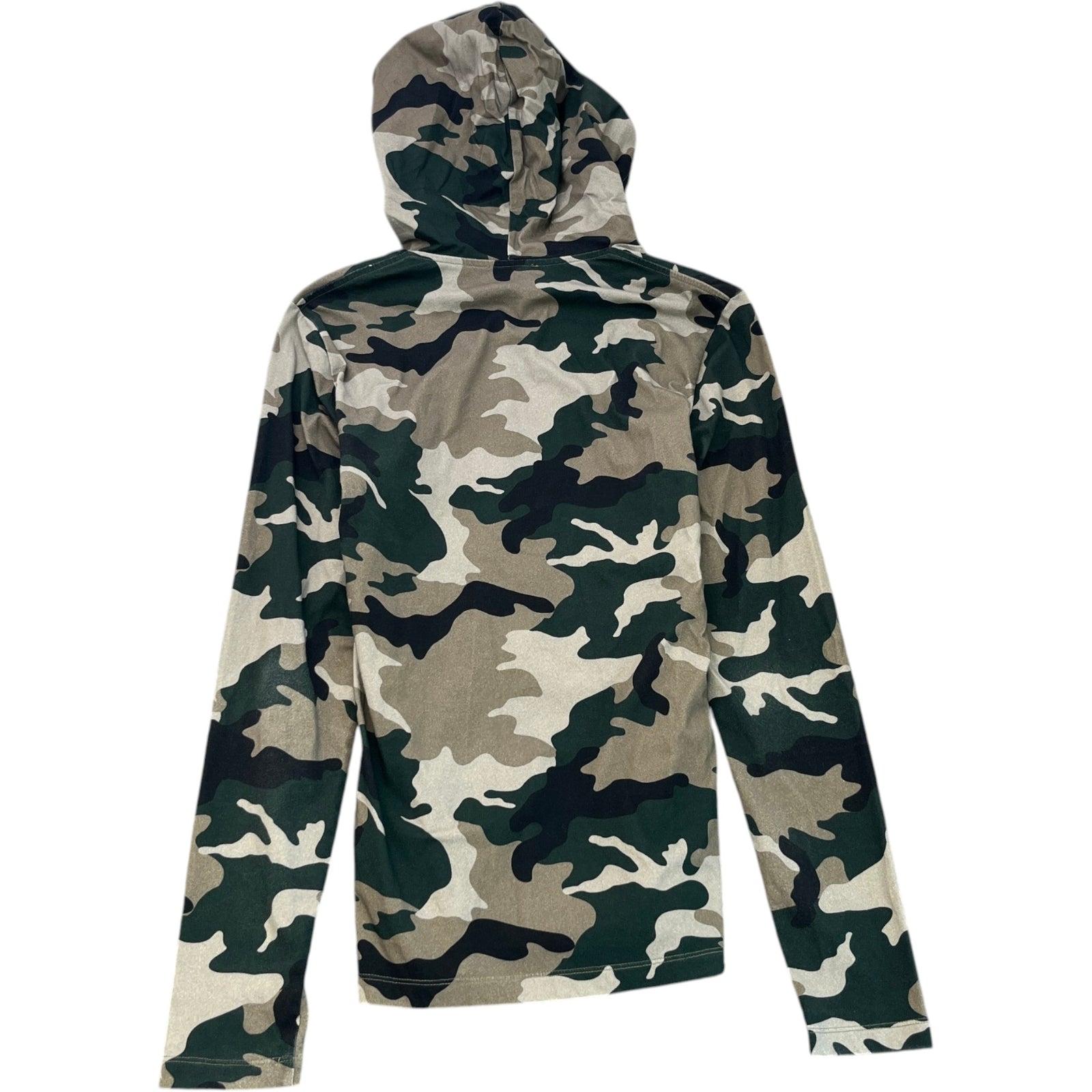 Men's Logo Print Camo Hoodie Khaki Size S - Photo 2