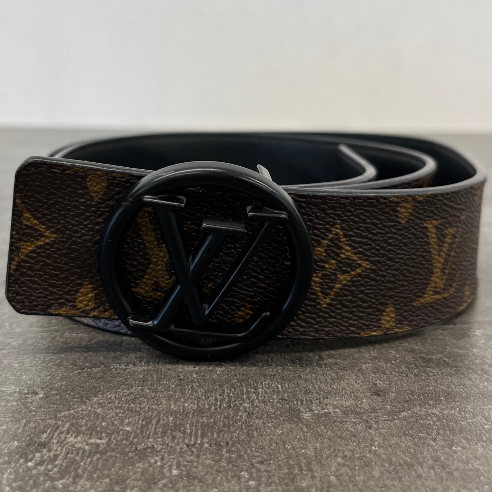 Men's Lv Circle Reversible Belt Brown Size Waist 34" - Photo 7