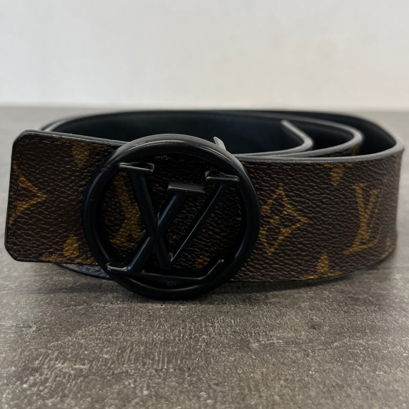 Men's Lv Circle Reversible Belt Brown Size Waist 34"