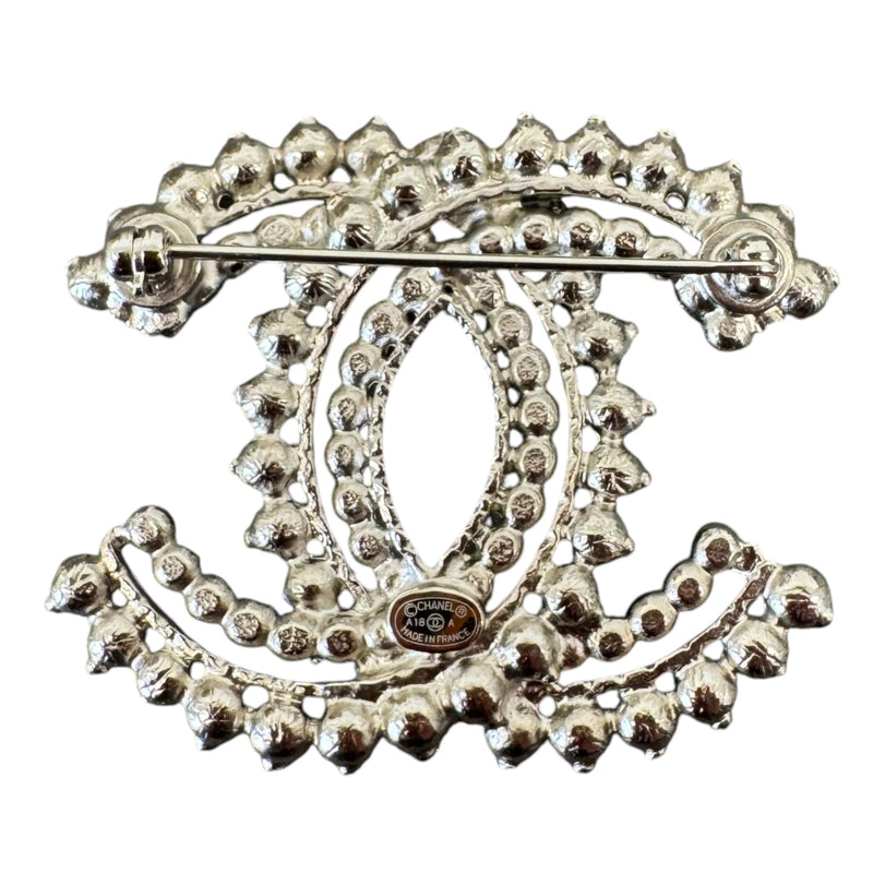Women's Cc Logo Beaded Brooch Navy