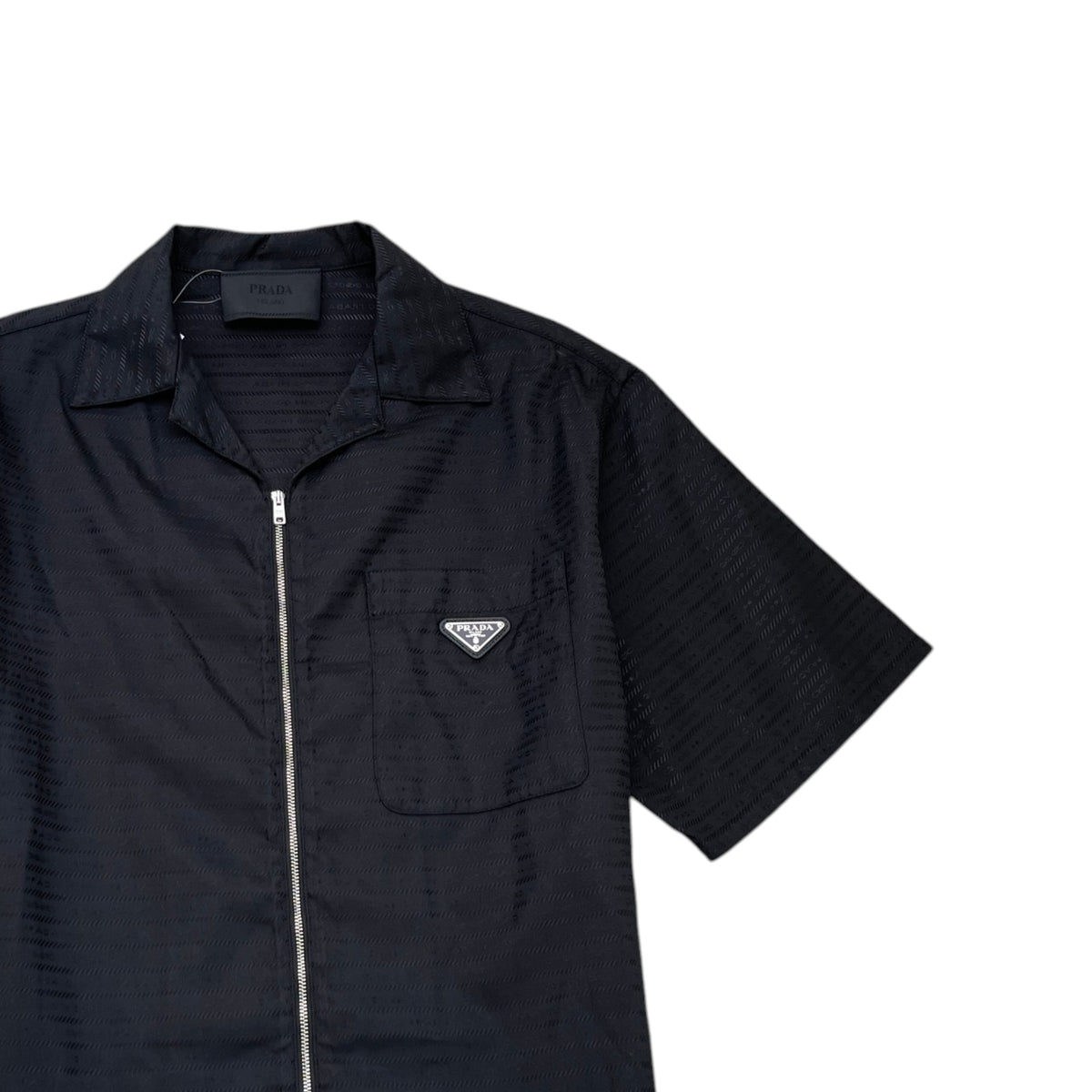 Men's Re Nylon Plaque Logo Shirt Black Size L - Photo 3