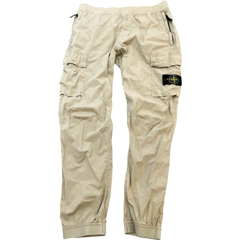 Men's Applique Logo Cargos Beige Size Waist 34"