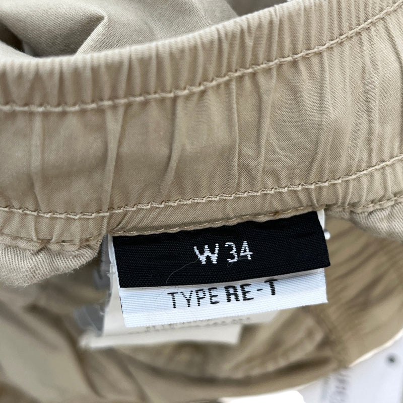 Men's Applique Logo Cargos Beige Size Waist 34"