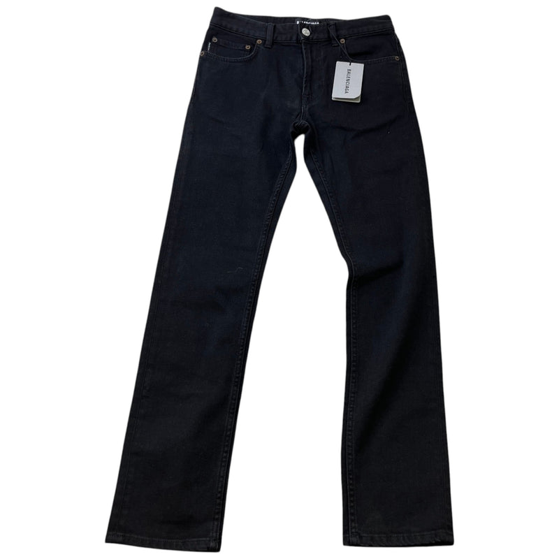 Men's Straight Embossed Logo Jeans Black Size W29
