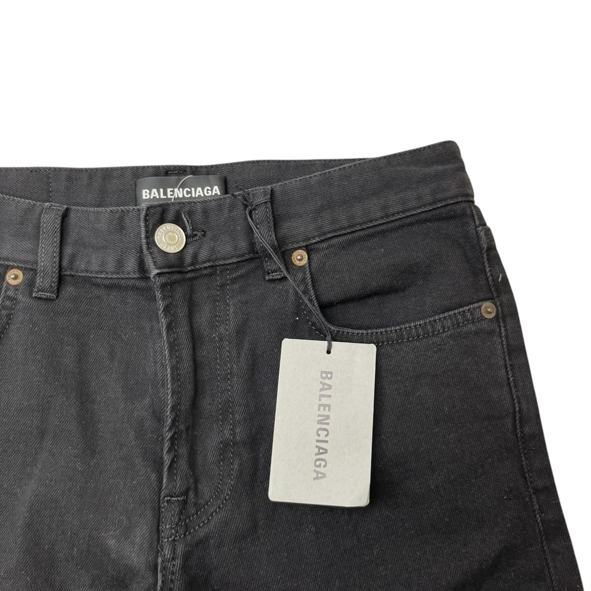 Men's Straight Embossed Logo Jeans Black Size W29 - Photo 5