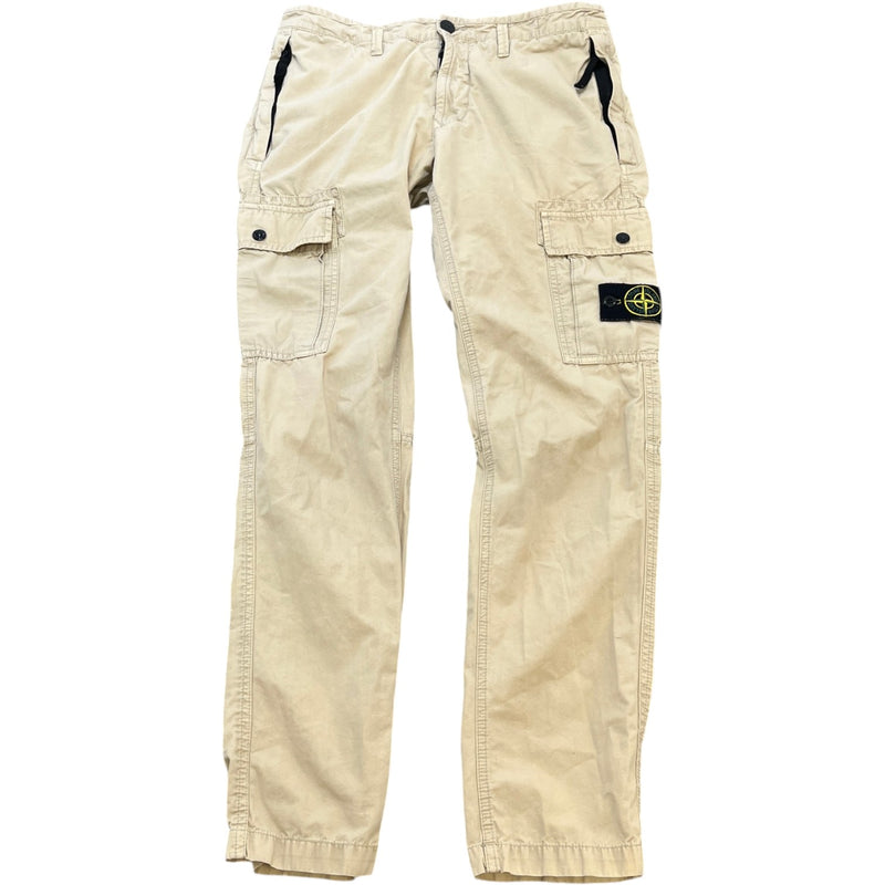 Men's Applique Logo Cargos Beige Size Waist 31"