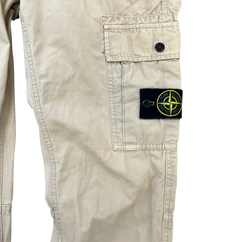 Men's Applique Logo Cargos Beige Size Waist 31"