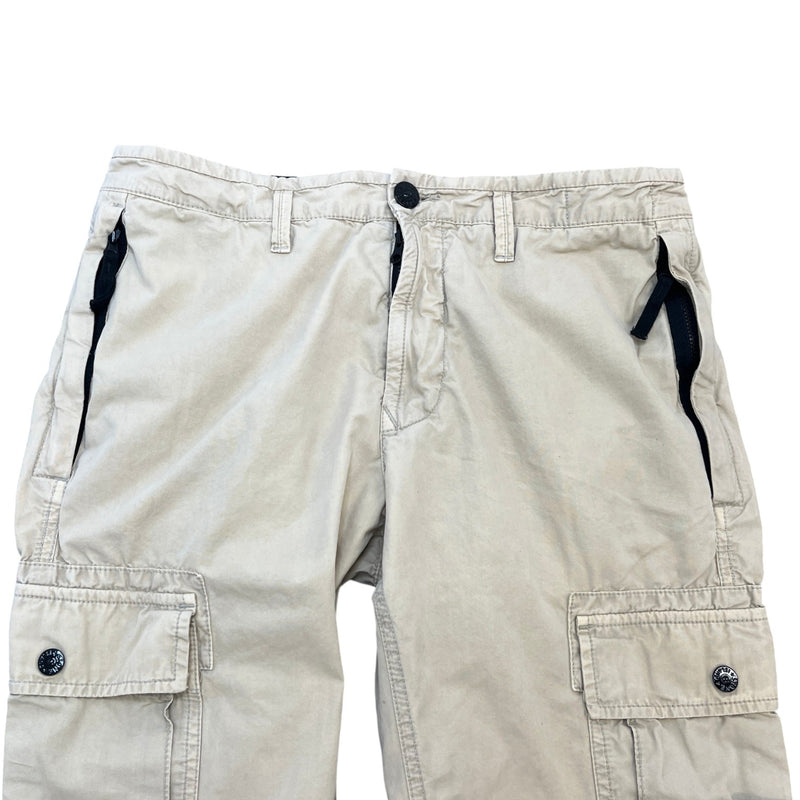 Men's Applique Logo Cargos Beige Size Waist 31"