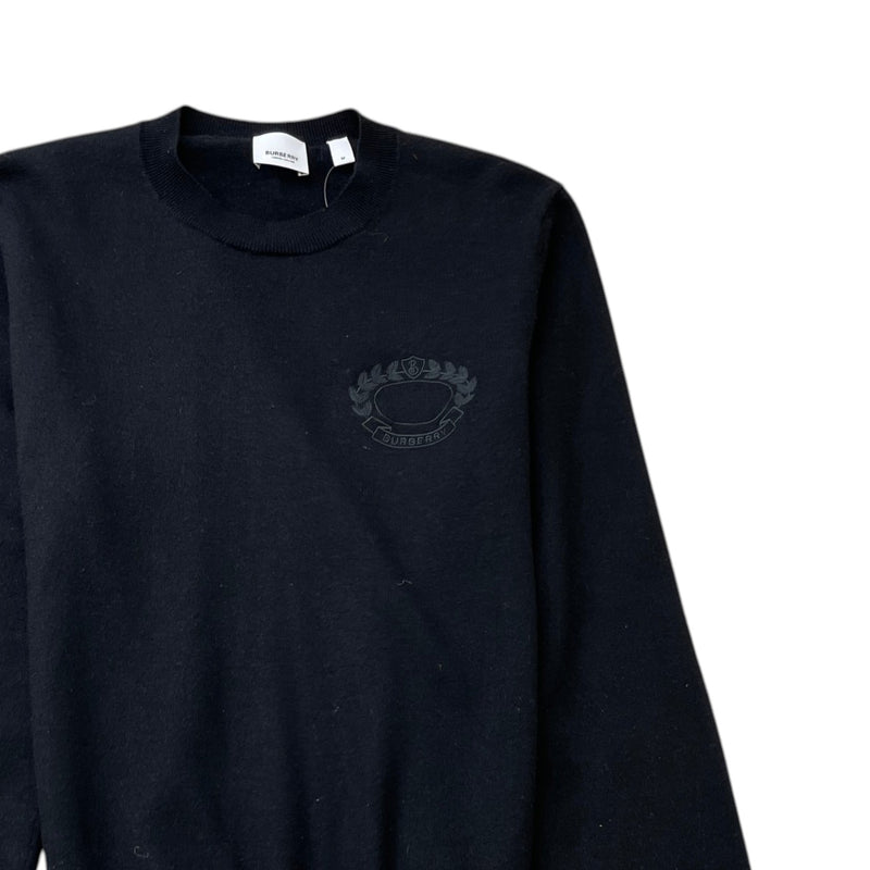 Men's Embroidered Logo Wool Knit Sweatshirt Black Size M