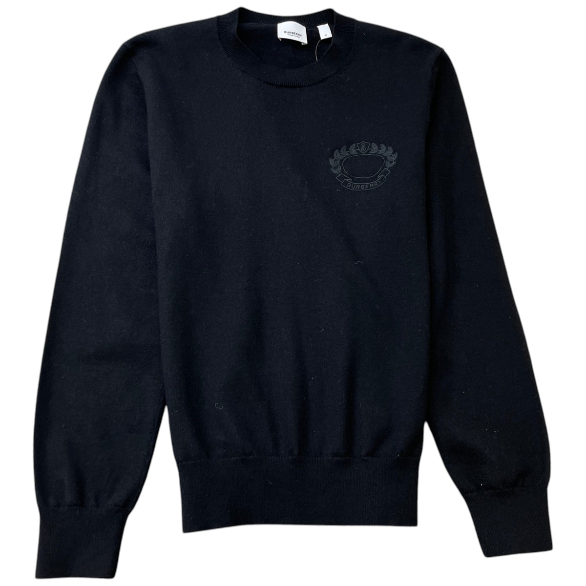 Men's Embroidered Logo Wool Knit Sweatshirt Black Size M - Photo 1