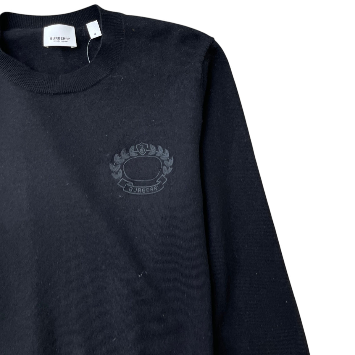 Men's Embroidered Logo Wool Knit Sweatshirt Black Size M - Photo 5