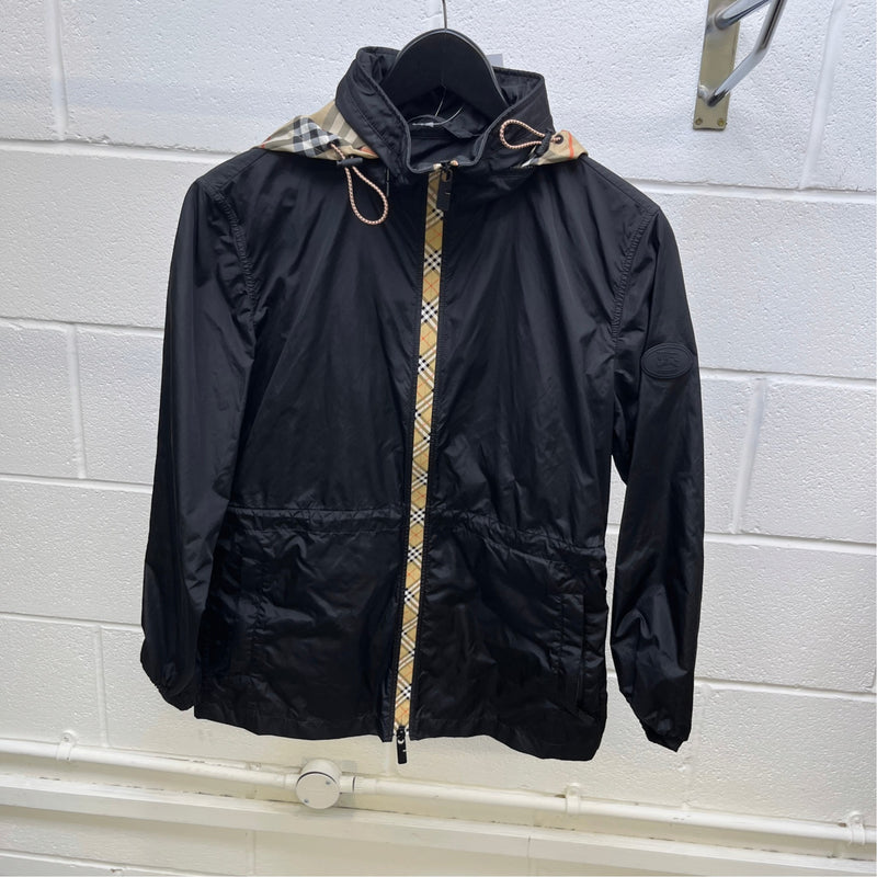 Men's Checked Hood Windbreaker Black Size XS