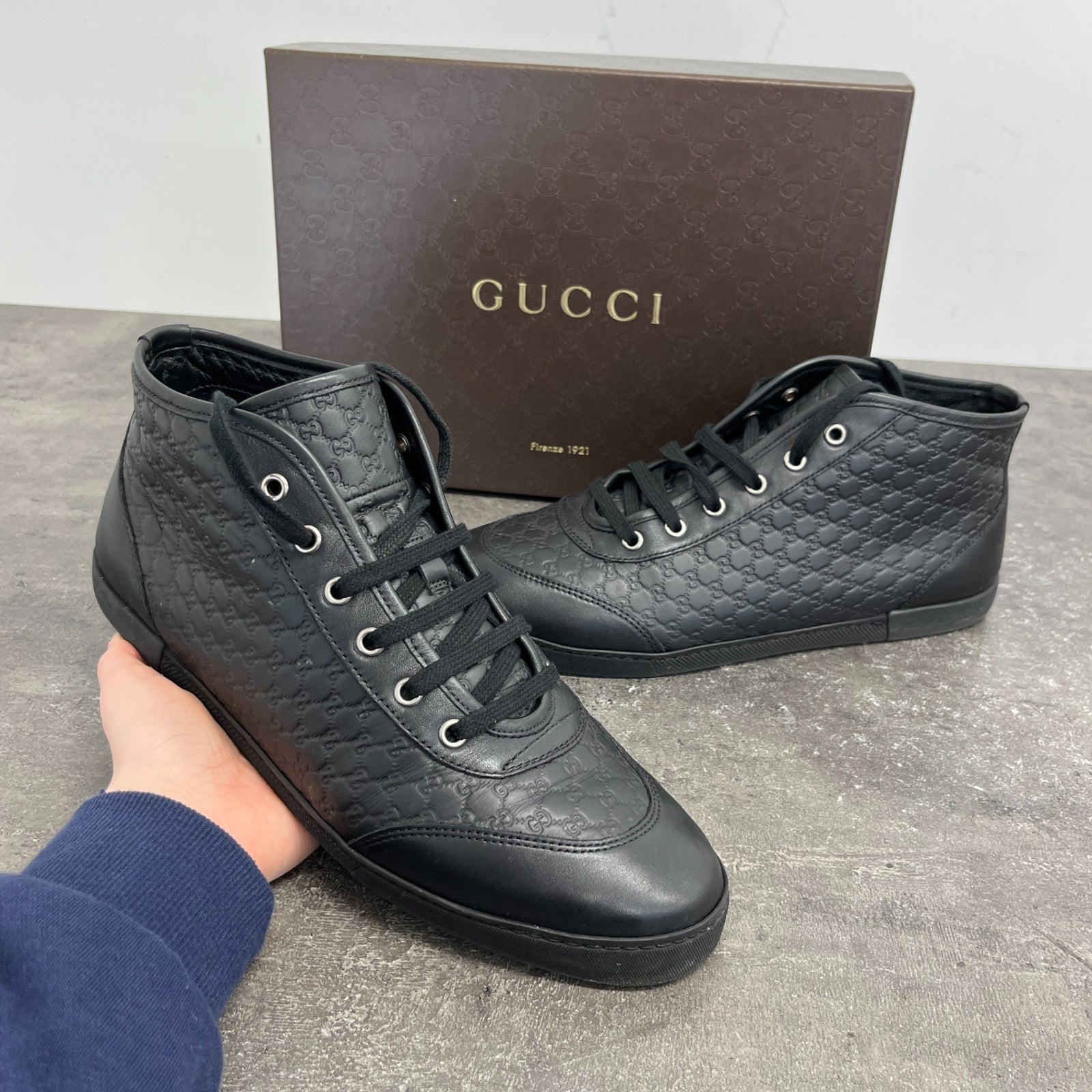 Men's Microguccissima High Trainers Black Size EU 41 / UK 7 - Photo 12