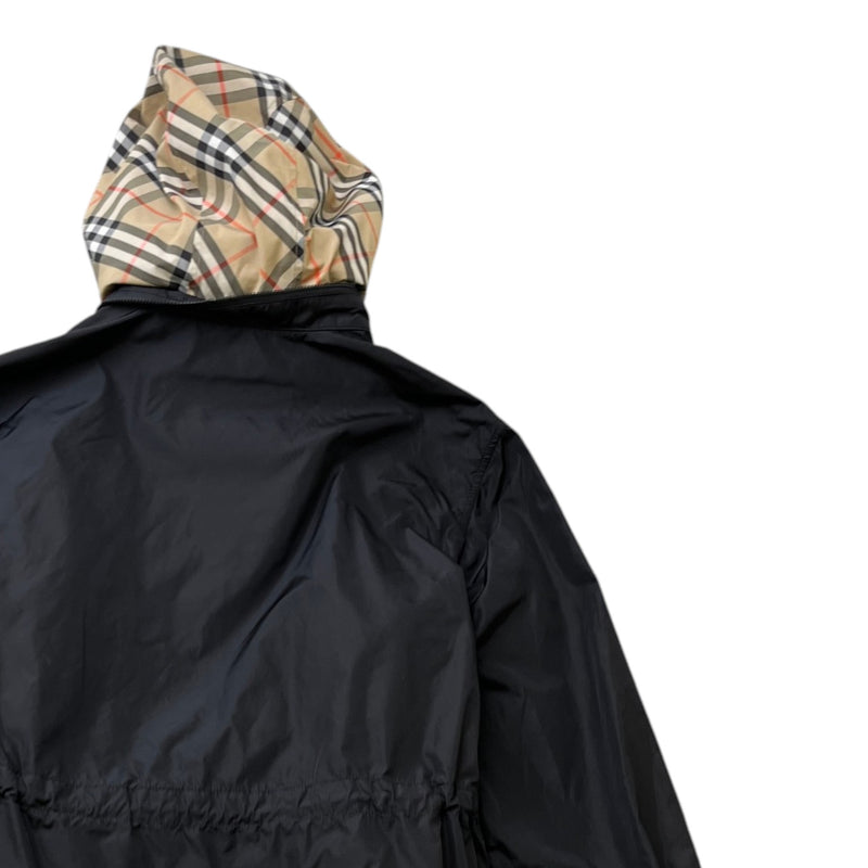 Men's Checked Hood Windbreaker Black Size XS