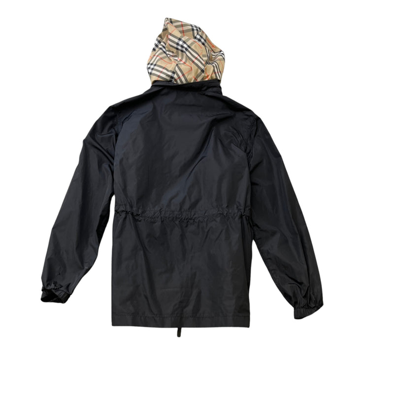 Men's Checked Hood Windbreaker Black Size XS