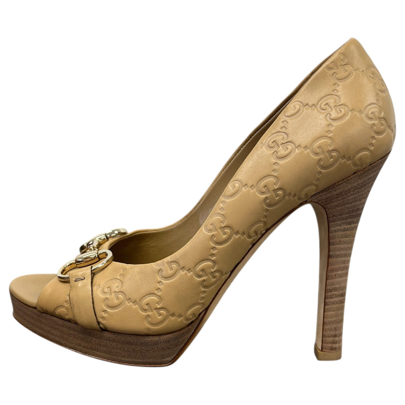 Women's Guccisimma Horsebit Heels Beige Size UK 5 / EU 38