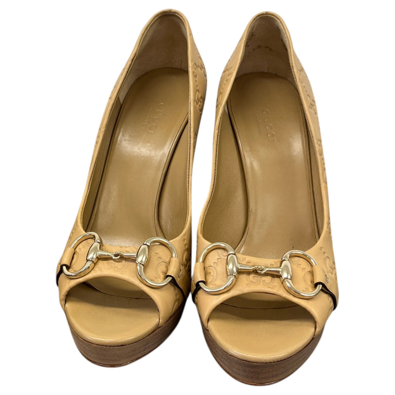 Women's Guccisimma Horsebit Heels Beige Size UK 5 / EU 38