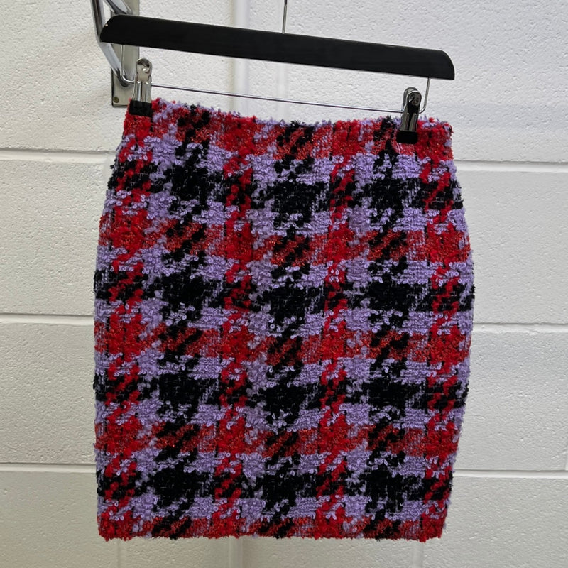 Women's Houndstooth Tweed Skirts Purple Size UK 6