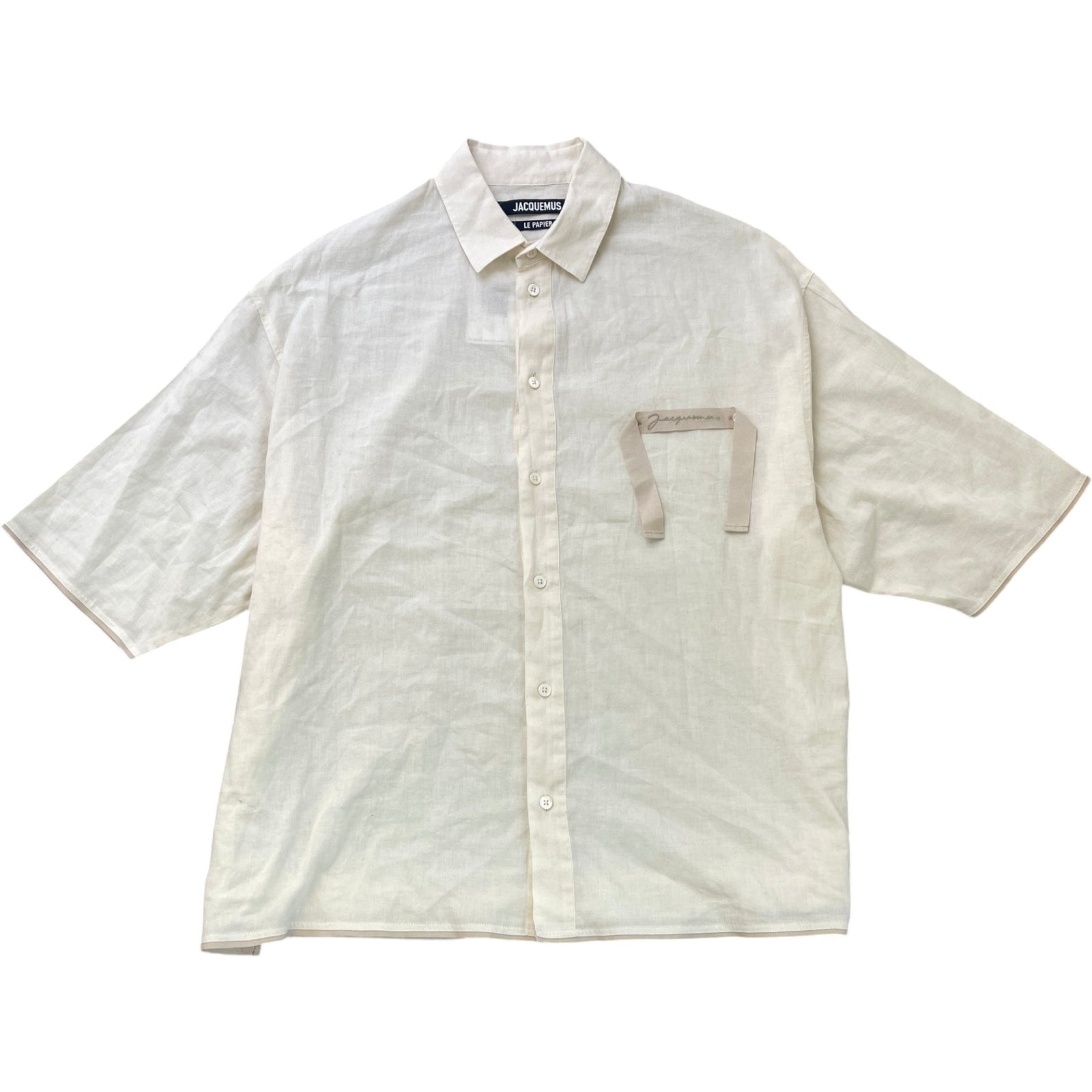 Men's Le Papier Short Sleeve Shirt Beige Size IT 48 / UK M - Photo 1