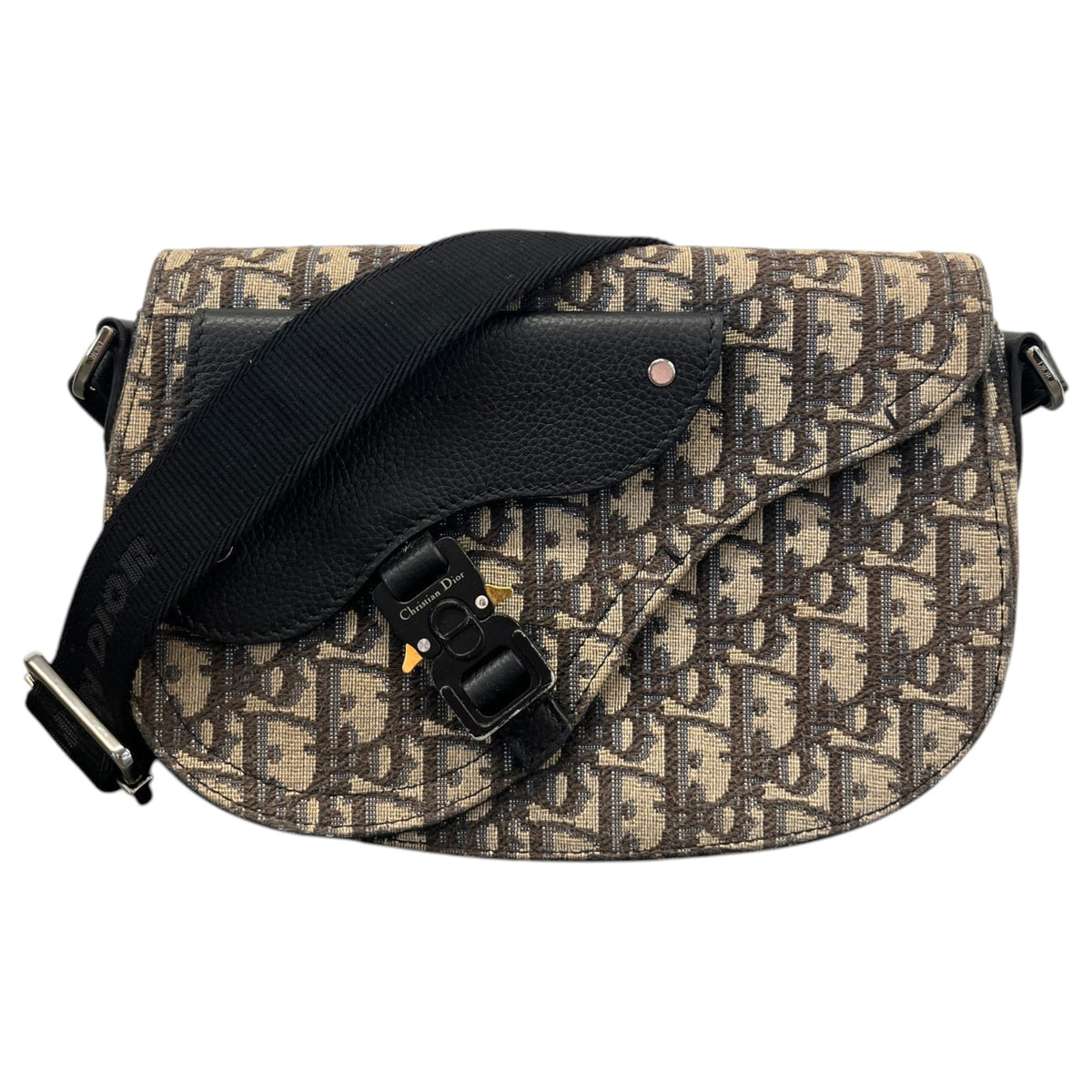 Men's Oblique Saddle Messenger Bag Beige - Photo 1