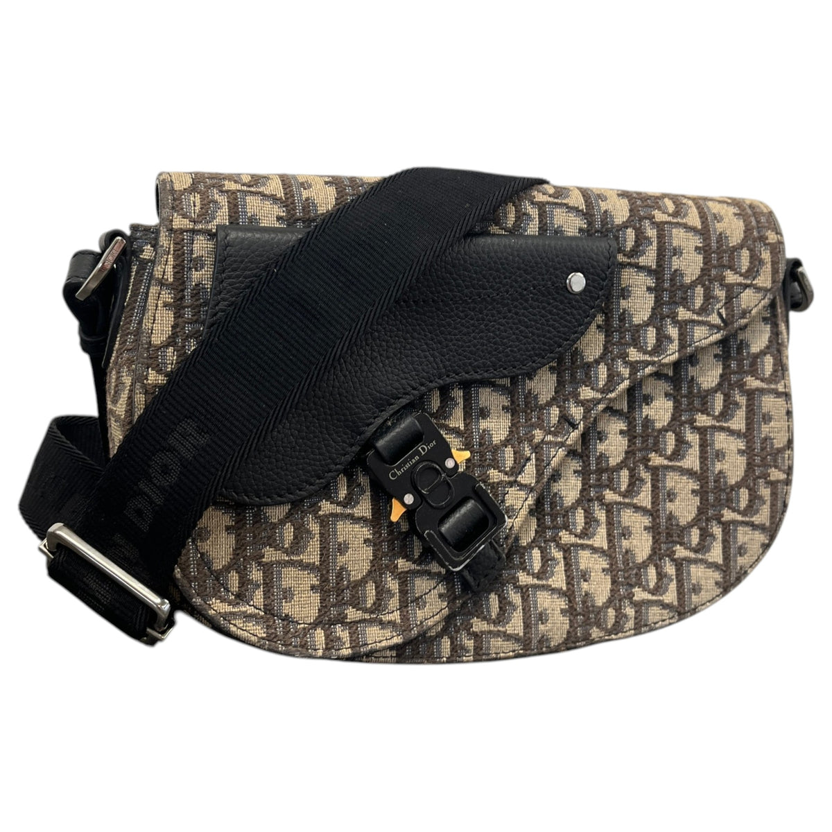 Men's Oblique Saddle Messenger Bag Beige - Photo 4