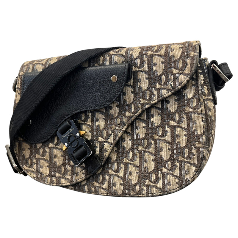 Men's Oblique Saddle Messenger Bag Beige