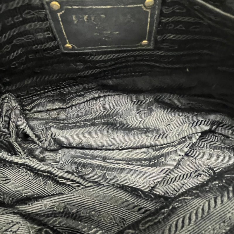 Women's Tessuto Nylon Soft Calfskin Shoulder Bag Black