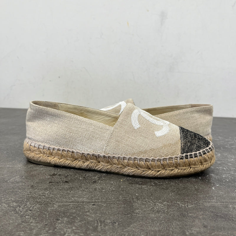 Women's CC Sequin Espadrilles Beige Size UK 6 / EU 39