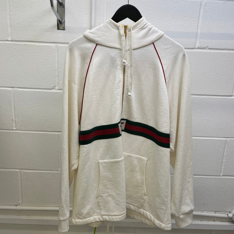 Men's Half Zip Web Hoodie Cream Size L
